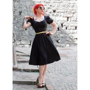 Belle Poque Womens Dress Vintage Style Red Scalloped Off Shoulder Rockabilly, L